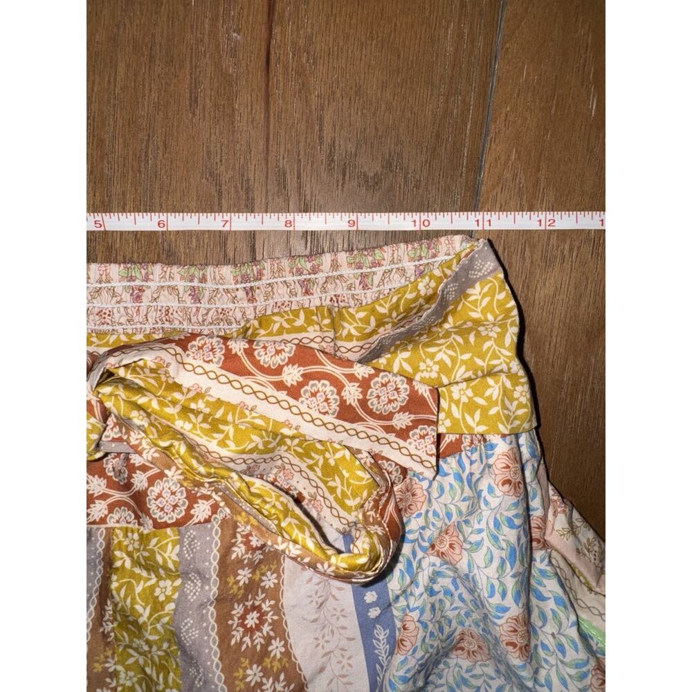 BlueVelvet Women’s Pants Boho Patchwork Wide Leg Ruffle Tie Waist Size Small - Picture 4 of 5